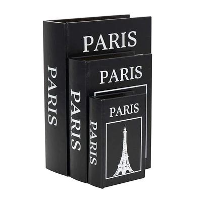 Black Eiffel Tower Paris Storage Book Box Set