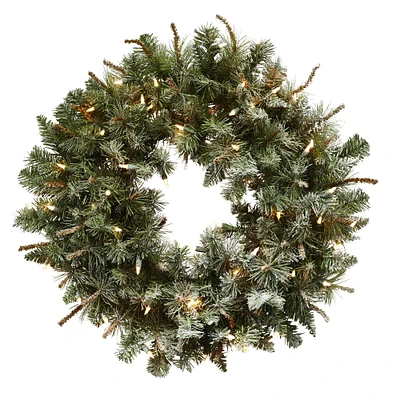 2.5ft. Pre-Lit Frosted Pine Wreath