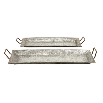 Gray Metal Farmhouse Tray Set