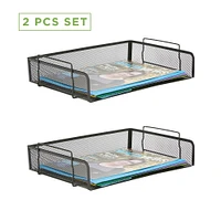 Mind Reader Stackable Metal Mesh Tray & Desk Document Organizer Set