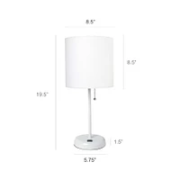 LimeLights White Base Lamp with USB Charging Port