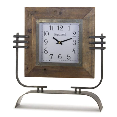 17.5" Iron & Wood Clock on Stand