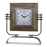 17.5" Iron & Wood Clock on Stand