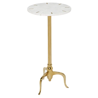 15" Gold Contemporary Marble Accent Table