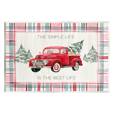 Stupell Industries Simple Life Is Best Plaid Truck Wall Plaque Art