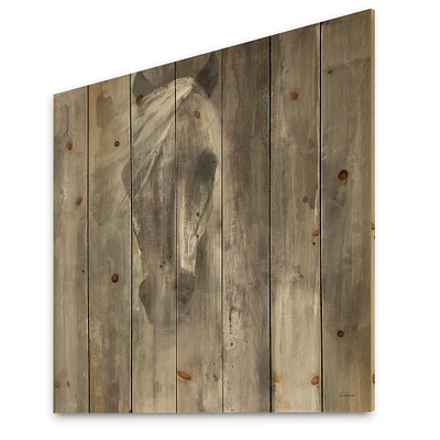 Designart - Farmhouse Horse - Modern Farmhouse Print on Natural Pine Wood