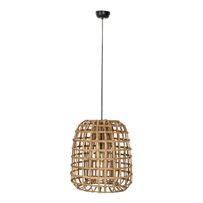 18" Natural Round Woven Rattan & Bamboo Pendant Lamp