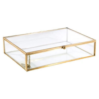 Home Details 9" Gold Vintage Glass Keepsake Box