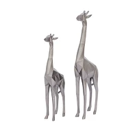 CosmoLiving by Cosmopolitan Silver Polystone Modern Giraffe Sculpture Set