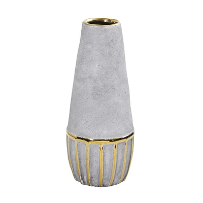 10" Regal Stone Decorative Vase with Gold Accents