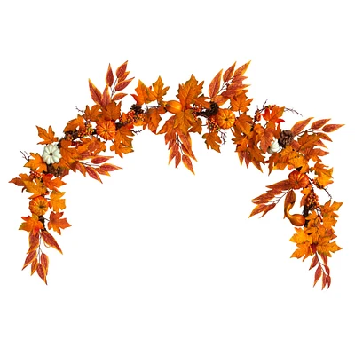 6ft. Maple Leaves, Pumpkins, Gourds, Berries & Pinecones Fall Garland