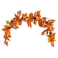 6ft. Maple Leaves, Pumpkins, Gourds, Berries & Pinecones Fall Garland