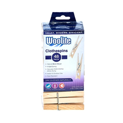 Woolite® Birch Wood Clothespins, 48ct.