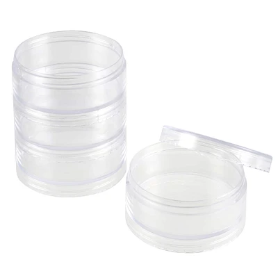 12 Pack: 3" Clear 4-Container Round Bead Storage Stack by Bead Landing™