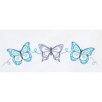 Jack Dempsey Brilliant Butterflies Stamped Pillowcases with White Lace Edge Set