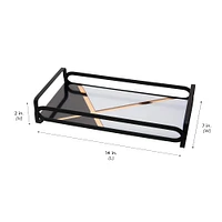 Home Details 14" Matte Black Color Block Vanity Tray