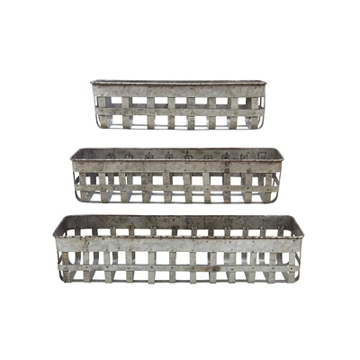 Rectangle Open Weave Iron Baskets Set