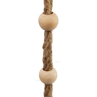 Hanging Stoneware Planter with Wood Beaded Rope