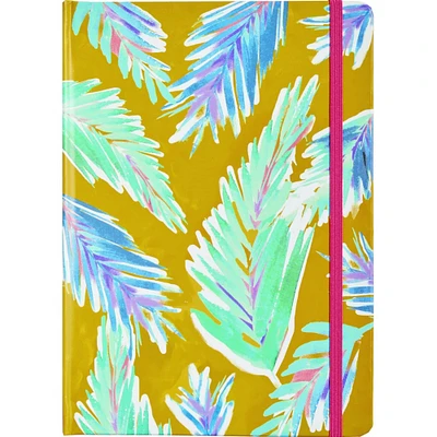 JAM Paper Colorful Palms Hardcover Notebook with Elastic Band