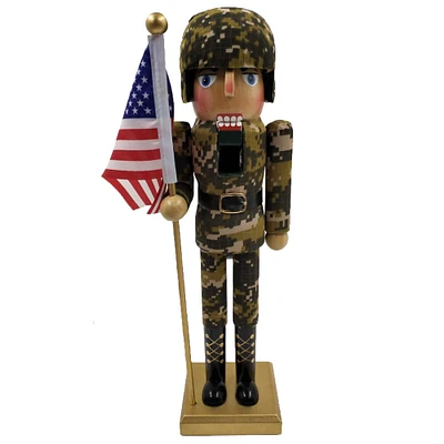 Santa's Workshop 14" Army Nutcracker