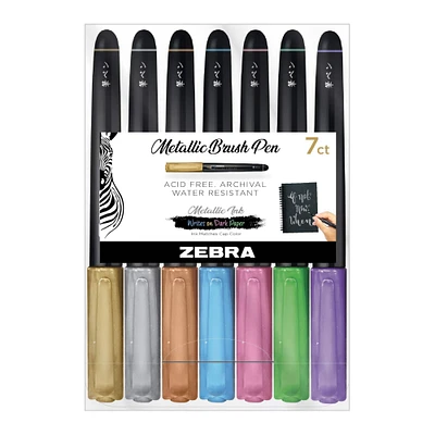 Zebra 7 Color Metallic Brush Pen Set