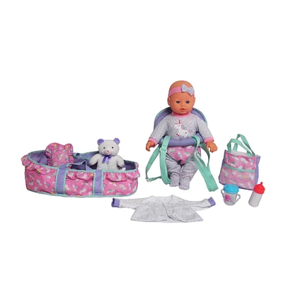 Dream Collection 16" Blue Baby Doll Travelling Set