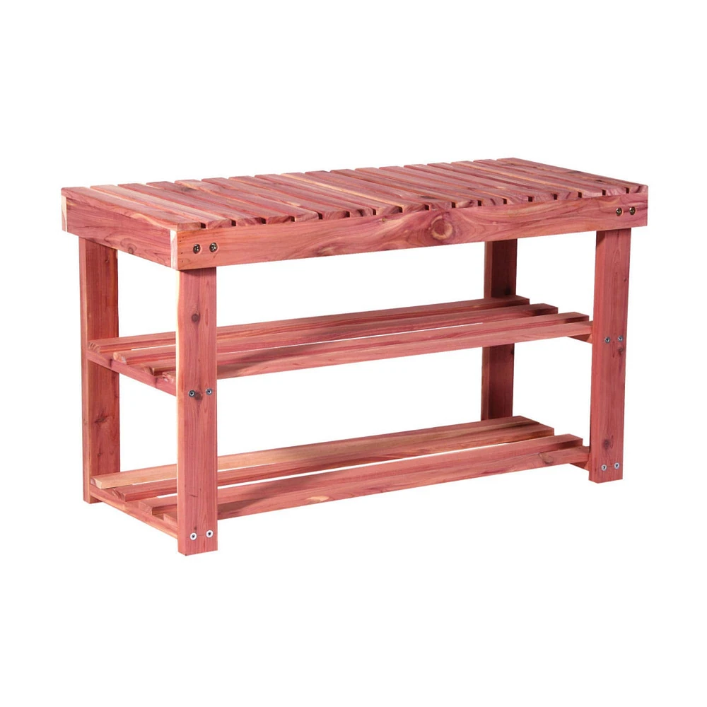 Household Essentials CedarFresh 18" 2-Tier Cedar Shoe Rack and Seat Bench