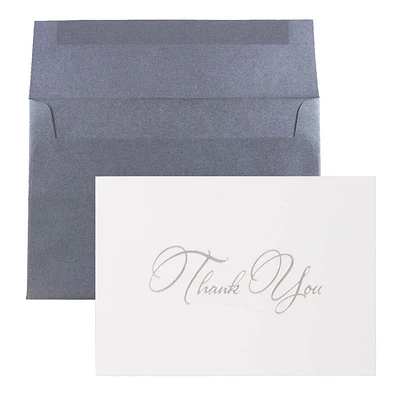 JAM Paper Thank You Card Set with Silver Script