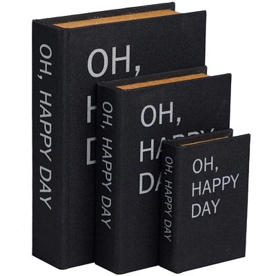 Black Oh, Happy Day Linen Storage Book Box Set