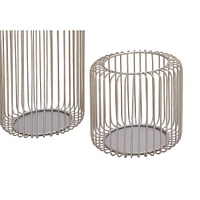 Silver Metal Modern Lantern Set