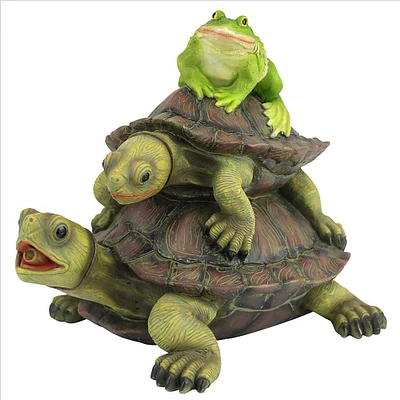 Design Toscano Along for the Ride Frog & Turtles Spitter Piped Statue