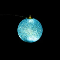 7" Blue Shimmering Sphere Mini Ball Outdoor Decorative Patio Christmas String Lights