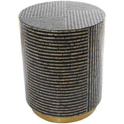 Black Mother of Pearl Drum Accent Table