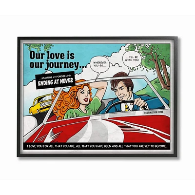 Stupell Industries Love Journey Comic Style Black Framed Wall Art