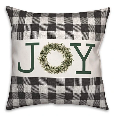 Joy Wreath Green 18x18 Throw Pillow