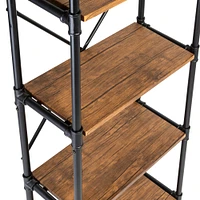 Honey Can Do Black 5-Tier Industrial Bookshelf