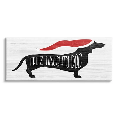 Stupell Industries Funny Feliz Naughty Dog Dachshund Canvas Wall Art