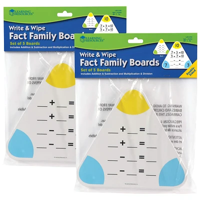 Learning Resources Write & Wipe Fact Family Boards, 2 Packs of 5