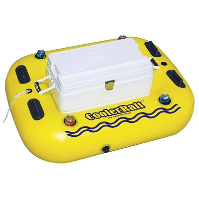 55" Inflatable Yellow & Black Swimming Pool Cooler Raft Float