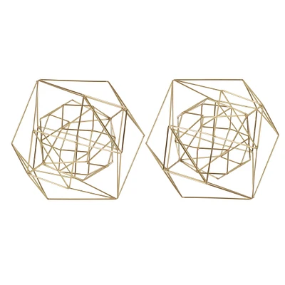 CosmoLiving by Cosmopolitan Gold Metal Modern Geometric Sculpture Set