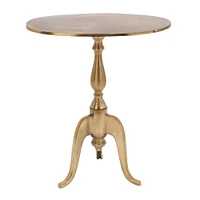 21" Gold Aluminum Traditional Accent Table