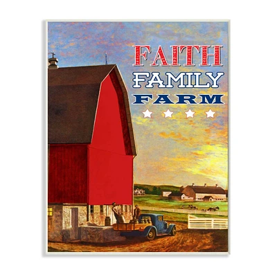 Stupell Industries Faith Family Farm American Farm Rustic Word Design Wall Plaque