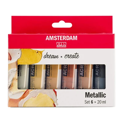 6 Packs: 6 ct. (36 total) Amsterdam Metallic Acrylic Paint Set, 20mL