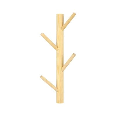 NEX™ 4-Hook Natural Wood Wall Mounted Tree Branch Coat Rack