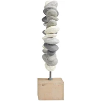 18.25" Gray Abstract Circular Stones Tabletop Sculpture