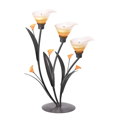 13.5" Amber Lilies Tealight Holder