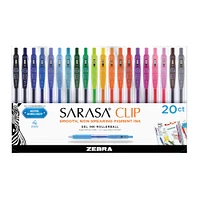 Zebra Sarasa® Clip 20 Color Gel Retractable Pen Set