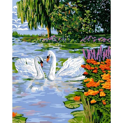 Crafting Spark White Swans Painting by Numbers Kit