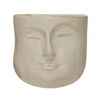 6.5" Reactive Glaze Stoneware Wall Planter with Face