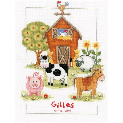 Vervaco At The Farm Record on Aida Counted Cross Stitch Kit